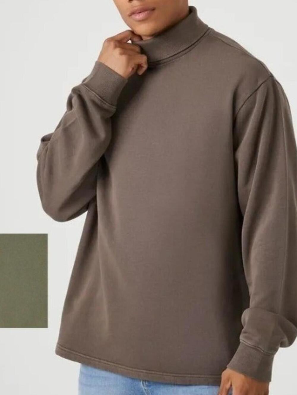 Forever 21 XXL Olive Green Turtleneck Pullover 100% Cotton Cozy Sweatshirt